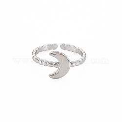 304 anneau de manchette ouvert lune en acier inoxydable pour femme, couleur inoxydable, nous taille 7 (17.3 mm)