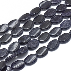 Synthetic Blue Goldstone Beads Strands, Oval, 18x13x4.5mm, Hole: 1mm, about 22pcs/strand, 15.3 inch(39cm)