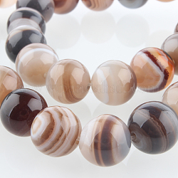 Brins de perles rondes en agate naturelle teinte et chauffée, imitation agate du Botswana, 12mm, Trou: 1mm, Environ 33 pcs/chapelet, 15.35