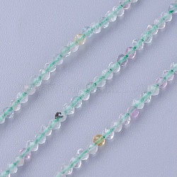 Natürlichen Fluorit Perlen Stränge, facettiert, Runde, 3~3.5 mm, Bohrung: 0.5 mm, ca. 115~130 Stk. / Strang, 14.5~16.1 Zoll (37~41 cm)