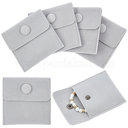 Квадратные бархатные сумки для ювелирных изделий Beebeecraft, на кнопках, светло-серые, 7x7x0.95 см