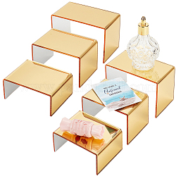 PH PandaHall 6pcs Golden Acrylic Display Risers Product Stand Shelf 3-Tier Perfume Organizer Clear Countertop Showcase for Craft Cupcake Dessert Curio Cabinet Collection 1.4/2.3/2.9 Inch High