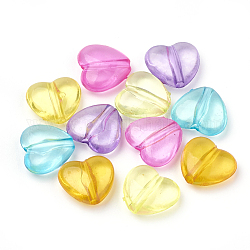 Perles en acrylique transparente, cœur, couleur mixte, 11.5x12.5x5mm, Trou: 1.5mm