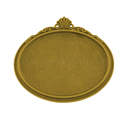 Impostazioni spilla cabochon in stile tibetano ovali, con Iron pin bar, cadmio & nichel &piombo libero, oro antico, vassoio: 40x30mm, 45.5x40x7mm