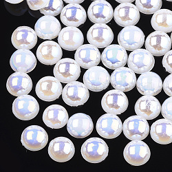 Cabujones de perlas de imitación de plástico ABS, color de ab chapado, semicírculo, blanco cremoso, 10x5 mm, 2000 unidades / bolsa