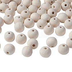 Unfinished Wood Beads, Natural Wooden Loose Beads Spacer Beads, Lead Free, Round, Moccasin, 14mm, Hole: 3.5mm