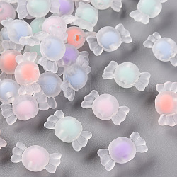 Perles en acrylique transparente, mat, Perle en bourrelet, candy, couleur mixte, 9x17x8.5mm, Trou: 2mm, environ 960 pcs/500 g