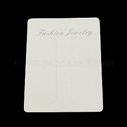 Прямоугольные картонные заколки для волос, белые, 88x61x0.5 мм, отверстие : 7 мм