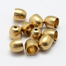 Brass Cord Ends, End Caps, Nickel Free, Raw(Unplated), 7x7mm, Hole: 1.5mm, 5.5mm inner diameter