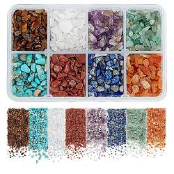 Gorgecraft 1 Box, 8 Stile, unregelmäßige Kristallsplitter, verschiedene natürliche Edelsteine, Chakra-Chip-Perlen, ungebohrte Trommelsteine, Energie für DIY-Schmuckherstellung, Armbänder, Halsketten, Bastelbedarf