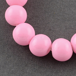 Bemalte Lackierte Glasperlen stränge, Backen Farbe, Runde, Perle rosa, 10 mm, Bohrung: 1.3~1.6 mm, ca. 80 Stk. / Strang, 31.4 Zoll