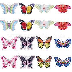 Sunnyclue 16pcs 8 pendentifs acryliques imprimés de style, breloque papillon, couleur mixte, 22~39x37.5~56x2~2.5mm, Trou: 1.4~2mm, 2 pièces / style