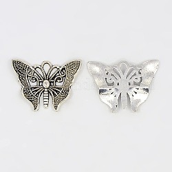 Tibetan Style Alloy Pendants, Cadmium Free & Nickel Free & Lead Free, Butterfly, Antique Silver, 23x31x3mm, Hole: 4.5x3mm