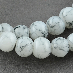 Spray Painted Glass Bead Strands, Round, WhiteSmoke, 14mm, Hole: 1.3~1.6mm, about 57pcs/strand, 31.4inch
