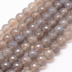 Natürliche Achat Perle Stränge, Runde, facettiert, 6 mm, Bohrung: 1 mm, ca. 62~63 Stk. / Strang, 14.5 Zoll