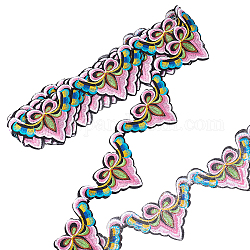 Stickerei-Polyesterbänder im ethnischen Stil, Jacquardband, Bekleidungszubehör, Dreieck, Perle rosa, 2-3/4 Zoll (69 mm), 5 Meter/Stränge
