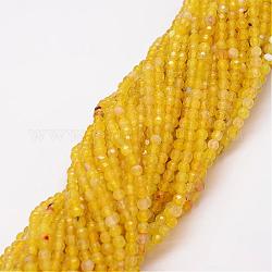 Natural Agate Bead Strands, Dyed, Faceted, Round, Gold, 4mm, Hole: 0.8mm, about 90~92pcs/strand, 14 inch