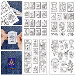 GLOBLELAND 4 Sheets 50Pcs Tarot Cards Water Soluble Hand Sewing Stabilizers for Fabric Witch Mystical Embroidery Stitch Practice Embroidery Patterns Transfers for Embroidery Beginners Lovers