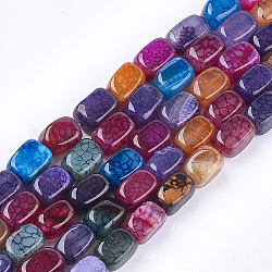 Drago vene agata naturale perline fili, tinto, cuboide, colore misto, 13~13.5x8~9x8~9mm, Foro: 1 mm, circa 28pcs/filo, 14.7 pollice
