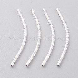 Brass Tube Beads, Long-Lasting Plated, Curved Beads, Tube, 925 Sterling Silver Plated, 39x1.5mm, Hole: 0.8mm