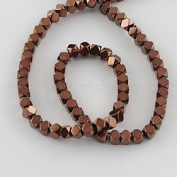 Non-magnetic Synthetic Hematite Beads Strands, Faceted, Grade A, Round, Copper Plated, 4x4mm, Hole: 1mm