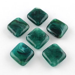Ромб имитация драгоценных камней акриловые бусины, зелено-синие, 30x26x8 мм, отверстие : 2 мм, Около 130 шт / 500 г