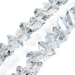 Electroplate transparentes abalorios de vidrio hebras, lustre de la perla chapado, triángulo facetas, gainsboro, 4.5x4.5x5.5mm, agujero: 1.2 mm, aproximamente 88~89 pcs / cadena, 10.83''~11.02'' (27.5~28 cm)