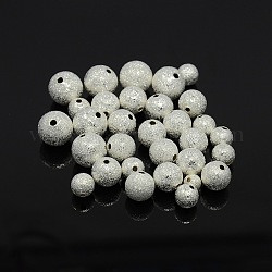 Round Silver Color Plated Brass Textured Bead Spacers, 6~12mm, Hole: 1~2mm