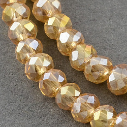 Electroplate Glass Beads Strands, AB Color Plated, Faceted Rondelle, Peru, 3x2mm, Hole: 0.5mm, about 165~170pcs/strand, 16.7 inch