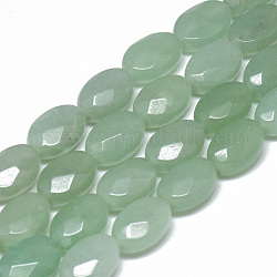 Fili di perle avventurina verde naturale, sfaccettato, ovale, 12x8x5~6mm, Foro: 1 mm, circa 17pcs/filo, 7.8 pollice