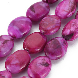 Chapelets de perles en agate fou naturel, teints et chauffée, ovale, 18~19x13~14x6~7.5mm, Trou: 1.2mm, Environ 22 pcs/chapelet, 15.35 pouce (39 cm)