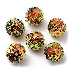 Paillette in plastica pvc con pendenti con perline di semi di vetro, con anelli di ferro, pendente a fiore, giallo verde, 18x17mm, Foro: 4.3 mm