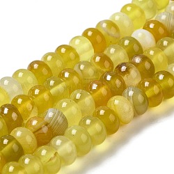 Filo di perline di agata naturale, tinti e riscaldato, rondelle, giallo, 8~8.5x4.5~5.5mm, Foro: 1.4 mm, circa 41pcs/filo, 7.40~7.48'' (18.8~19 cm)