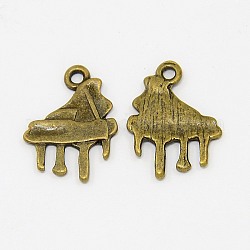 Piano Antique Bronze Plated Alloy Pendants, Lead Free and Cadmium Free, about 20mm long, 16mm wide, 2mm thick, hole: 1.5mm