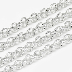 Алюминиевые роликовые цепи, отрыгивающие цепи, текстурированный, несварные, серебряные, 3.6x1.4 мм