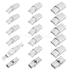 Unicraftale 18Pcs 3 Styles Smooth Surface 201 Stainless Steel Watch Band Clasps, Stainless Steel Color, 25x7~13x6~7mm, Hole: 5~10x3~4mm, 6pcs/style
