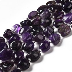 Chapelets de perles en améthyste naturelle, pierre roulée, pépites, 15~26x14~20x9~12mm, Trou: 1.2~1.5mm, Environ 17~20 pcs/chapelet, 14.96~15.94'' (38~40.5 cm)