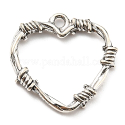 Plated Alloy Pendants, Thorn Love, Antique Silver, 23.5x24.5x3mm, Hole: 2mm