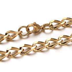 304 Stainless Steel Curb Chain Necklaces, with Lobster Claw Clasps, Faceted, Golden, 23.4 inch(59.4cm), 6mm