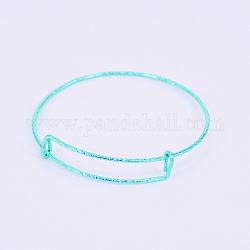 Fabrication de bracelet en fer réglable, bracelet de couple, texturé, turquoise, 1.5mm, diamètre intérieur: 2-3/8 pouce (6 cm)