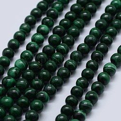 Natural Malachite Beads Strands, Grade AB, Round, 5mm, Hole: 0.7mm, about 80pcs/strand, 15.5 inch(39.5cm)