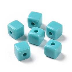 Opaque Acrylic Beads, Cube, Dark Turquoise, 12.2x12.2x12.2mm, Hole: 3.7mm, about 288pcs/500g