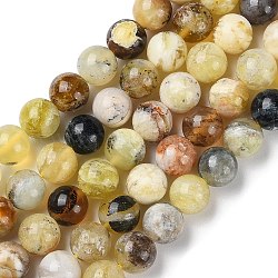 Chapelets de perles en opale jaune naturelle, Grade b, ronde, 8mm, Trou: 1mm, Environ 46~47 pcs/chapelet, 15.28'' (38.8 cm)