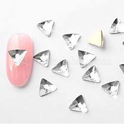 Cabochons de strass en verre à dos plat, accessoires nail art de décoration, facette, triangle, cristal, 7x7mm, 10 pcs /sachet 