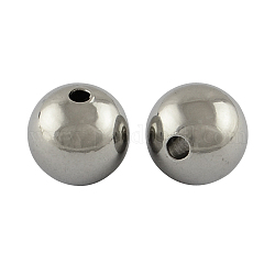 201 Stainless Steel Beads, Solid Round, Stainless Steel Color, 5mm, Hole: 1mm
