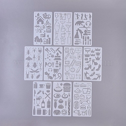 Schablonenvorlagen aus Kunststoff zum Zeichnen, zum Bemalen von Scrapbook Stoff Fliesen Boden Möbel Holz, weiß, 17.1x9.6x0.05 cm, 10 Stück / Set