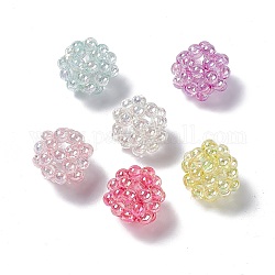 Perles tissées en plastique transparent faites à la main, ronde, couleur mixte, 22mm, Trou: 5mm