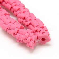 Polymer-Ton bead Stränge, Blume, neon rosa , 4~6x4~6x1~1.5 mm, Bohrung: 2 mm, ca. 313~350 Stk. / Strang, 15.35 Zoll ~ 16.14 Zoll