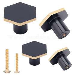 CHGCRAFT Brass Drawer Knobs, with Iron Screw, for Home, Cabinet, Cupboard and Dresser, Electrophoresis Black, 2sets/bag