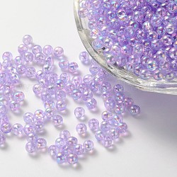 Eco-Friendly Transparent Acrylic Beads, Round, AB Color, Lilac, 4mm, Hole: about 1.2mm; about 17000pcs/500g.